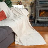 Latuda Home Premium Koltuk Örtüsü 110x175 cm (2 Adet) Berjer Gramajlı Jakarlı Şönil Krem | Kanepe Örtüsü | Kaymaz