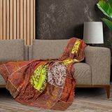 Latuda Home Softmicro Etnik Desenli Boho 130x180 Cm Koltuk Örtüsü Şalı, Kanepe Örtüsü, Tv Battaniyesi Kiremit Rengi Kırmızı
