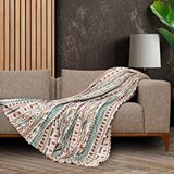 Latuda Home Softmicro Etnik Desenli Boho 130x180 Cm Koltuk Örtüsü Şalı, Kanepe Örtüsü, Tv Battaniyesi Turkuaz Mavi