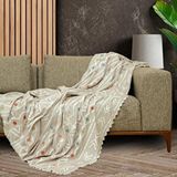 Latuda Home Softmicro Etnik Desenli Boho130x180 Cm Koltuk Örtüsü Şalı, Kanepe Örtüsü, Tv Battaniyesi Camel Bej