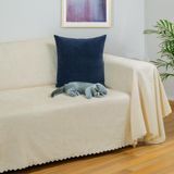 Latuda Home Zenit Koltuk Örtüsü 175x350 XLARGE Dekoratif Jakarlı Şönil | Kanepe Örtüsü | Kaymaz , Ekru - 175 x 350 cm