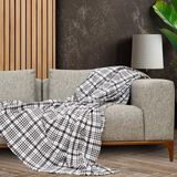 Latuda Softmicro Kazayağı Desenli 130X180 cm Koltuk Örtüsü Şalı, Kanepe Örtüsü, Tv Battaniyesi Siyah Beyaz - 130 x 180 cm - Siyah - Beyaz