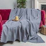 Latuda Şönil Çift Taraflı Kaymaz Koltuk Şalı | Koltuk Örtüsü | Çekyat Örtüsü Gri - 175 x 215 cm - Gri - Mavi