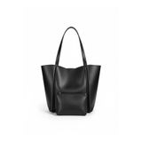 LAUGH BAG Siyah Büyük Omuz Çantası ve Makyaj Çantası Seti