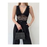 laughs Kadın Siyah V Yaka Dantel Büstiyer Bralet Bluz Blz5500