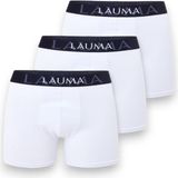 Lauma Erkek Boxer 3’lü Paket Beyaz Renk Siyah Bel Bandı Esnek Pamuklu Iç Giyim - 2XL