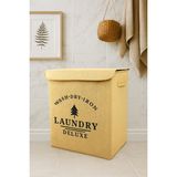 Laundry Baskılı Kapaklı Jüt Çamaşır Kirli Kıyafet Kutusu Büyük Boy 30 x 40 x 50 - Diğer - Çok Renkli