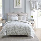 Laura Ashley Home | Lindy Collection | Lüks Ultra Yumuşak Pamuk Yorgan, Tüm Sezon Premium 7 Parça Set, Ev Dekoru için Şık Zarif Tasarım, Kral, Yeşil