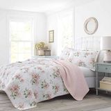 Laura Ashley Home - Queen Yorgan Seti, Eşleşen Kılıflarla Pamuklu Ters Çevrilebilir Yatak Takımı, Her Mevsim İçin İdeal Ev Dekoru (Hanımeli Pembesi, Kraliçe)