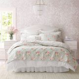 Laura Ashley - İkiz Yorgan Seti, Eşleşen Yastık Kılıfı ile Ters Çevrilebilir Pamuk Yatak Takımı, Her Mevsim için Hafif Ev Dekoru (Melany Pembesi, İkiz)