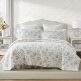 Laura Ashley - İkiz Yorgan Seti, Ters Çevrilebilir Çiçekli Pamuklu Yatak Takımı, Eşleşen Şamlı, Her Mevsim için Ev Dekoru (Duvarlı Bahçe Kahverengi, İkiz)