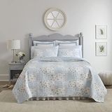 Laura Ashley - King Yorgan Seti, Eşleşen Yastık Kılıflı Pamuklu Çift Taraflı Yatak Takımı, Yatak Odası Dekoru Tüm Mevsimler için İdeal (Kenna Mavisi, King)