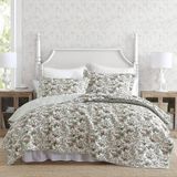 Laura Ashley - Kral Yorgan Seti, Eşleşen Yastık Kılıflı Ters Çevrilebilir Pamuklu Yatak Takımı, Her Mevsim için Çiçekli Yatak Odası Dekoru (Bramble Çiçekli Yeşil, King)