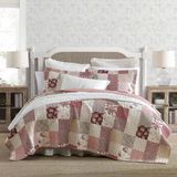 Laura Ashley - Kraliçe Yorgan Seti, Ters Çevrilebilir Pamuklu Yatak Örtüleri, Kırk Yama İşi Esinlenen Ev Dekoru (Celina Patchwork Kırmızı, K