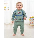 Laura Baby Araba Desenli Erkek Bebek Eşofman Takımı - Yeşil - 9 - 12 Ay
