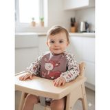 Laura Baby Uzun Kollu Sıvı Geçirmez Mama ve Aktivite Önlüğü - Kahverengi - Beyaz - 6 - 24 Ay