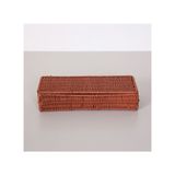 LAURA Kiremit Rattan Kapaklı Saklama Kutusu & Dekoratif Obje 26x10x5 cm.