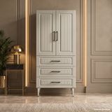 Lausanne Çok Amaçlı Dolap 60 Cm 2 Kapak 3 Çekmece Lake İpek Grisi Ral 7044 - Çok Amaçlı Kiler Dolabı
