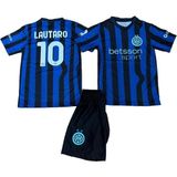 Lautaro Martinez Inter 2025/2026 Sezon Futbol Çocuk Forması 2'li Set Forma + Şhort - 9 - 10 Yaş - Mavi - Siyah