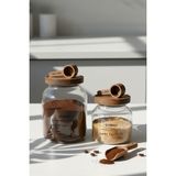 Lauva Akasya Kapaklı ve Ölçek Kaşıklı Cam Saklama Kavanozu Deterjanlık Seti - 2'li (3000ML - 2000ML) - Ahşap - 1 Adet - 5 lt
