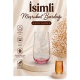 Lav 1 Adet Kişiye Özel Lal Cam Meşrubat Bardağı - Şeffaf - Beyaz