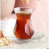 Lav 12'li Alya Çay Seti .6adet Çay Bardağı 6 Adet Çay Tabağı Şeffaf