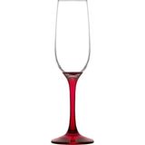Lav 3'lü Şampanya Kırmızı Şarap Kadehi Yılbaşı Bardağı 215 cc - 215 ml - Şeffaf - Kırmızı