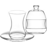 Lav Başak Cam Çay Seti 6 Kişilik 135 ml (6 Çay Bardağı, 6 Çay Tabağı, 1 Şekerlik)