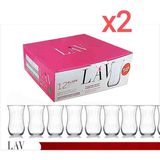 Lav Çay Bardağı Klasik 12 x 2 (24 Adet) - Şeffaf - Beyaz - 2,4 lt