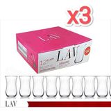 Lav Çay Bardağı Klasik Optikli 12 X3 (36 Adet) - Şeffaf - Beyaz - 3,6 lt
