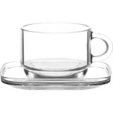 Lav Cozy Cam Kupa Seti 6 Kişilik 270 ml Kulplu (6 Kupa, 6 Tabak) - Renkli