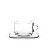 LAV Cozy Cam Kupa Seti 6 Kişilik 270 ml Kulplu (6 Kupa, 6 Tabak)