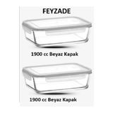 LAV FEYZADE FRESCO BEYAZ KAPAKLI Kilitli Saklama Kabı Seti 2 adet 1900cc (FRS-259)