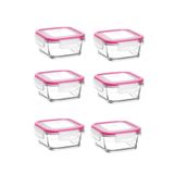 LAV Feyzade Fresco Cam Kilitli Saklama Kabı 6'lı Set Frs227 Pembe (375CC)