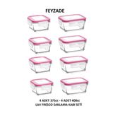 LAV FEYZADE FRESCO Saklama Kabı Seti 4 adet 400cc (DİKDÖRTGEN) ve 4 adet 375cc (KARE)