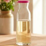 Lav Fonte Cam Karaf Tekli 1,2 L Pembe Silikon Kapaklı (Sürahi ) - 1,2 lt
