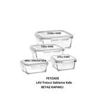LAV Fresco Kilitli Cam Saklama Kabı Seti Beyaz Kapak 4 Adet (1150CC-720CC-400CC-375CC)