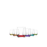 Lav Lal Cam Su Bardağı 6'lı 345 ml Karışık Renkli (Viski/Kokteyl Bardağı )