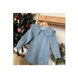Lav Mer Kids Kiz Çocuk Kot Elbise. 2-8 Yaş Elbise. Nakış İşlemeli Çiçek Detayli İthal Kot Elbise.