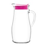 Lav Misket Cam Sürahi Tekli 1,8 L Kulplu Pembe Plastik Kapaklı