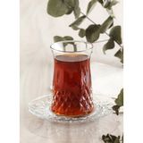 Lav Odin 12 Parça Çay Takımı Şeffaf Cam Desenli 6 Kişilik Çay Bardağı Takımı
