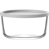 Lav Round Cam Saklama Kabı Tekli Büyük Boy 1490 ml Yuvarlak Beyaz Plastik Kapaklı (Sunum Kasesi) - Şeffaf
