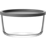 Lav Round Cam Saklama Kabı Tekli Büyük Boy 1,5 L Gri Plastik Kapaklı (Hazırlık/Sunum Kasesi) - Şeffaf - Gri