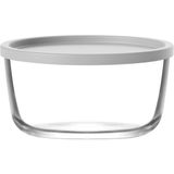 Lav Round Cam Saklama Kabı Tekli Orta Boy 800 ml Yuvarlak Beyaz Plastik Kapaklı (Sunum Kasesi) - Şeffaf