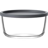 Lav Round Cam Saklama Kabı Tekli Orta Boy 800 ml Yuvarlak Gri Plastik Kapaklı (Sunum Kasesi) - Renkli