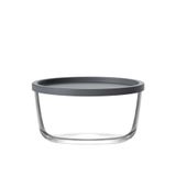 LAV Round Cam Saklama Kabı Tekli Orta Boy 800 ml Yuvarlak Gri Plastik Kapaklı (Sunum Kasesi)