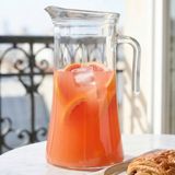 LAV Şeffaf Cam Sürahi 1,4 L Kulplu Tekli Plastik Kapaklı Modern Tasarım