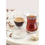 Lav Sohbet 18 Parça Set - Çay Bardağı Tabağı Kahve Fincanı Seti Takımı Şeffaf