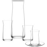 Lav Vera Cam Çeyiz Seti 25'li (6 Çay Bardağı, 6 Çay Tabağı, 6 Su , 6 Meşrubat Bardağı, 1 Karaf) - Şeffaf