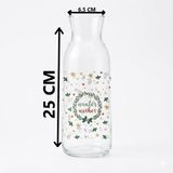 Lav Winter Wishes Desenli 1200 cc Cam Sürahi Dekoratif Başucu Su Sürahisi Kapaksız - Tekli Satış (Bardak Dahil Değildir) - 1200 ml